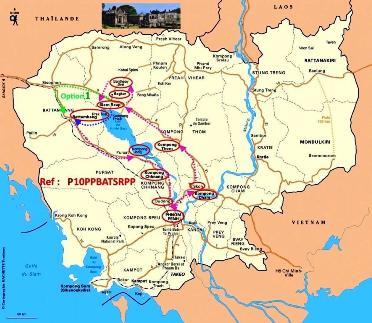 cambodge_plan, carte des circuits tour du lac
