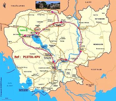 cambodge_plan, carte des circuits Phnom Kulen