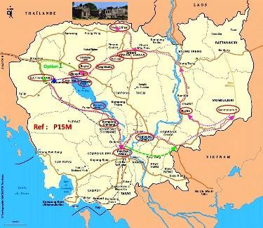 cambodge_plan, carte des circuits Mondulkiri